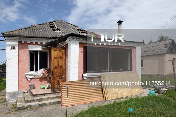 Windows are being smashed in a house damaged by a Russian missile attack in Vasylkiv, Ukraine, on June 23, 2024. On Sunday morning, June 23,...