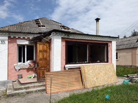 Windows are being smashed in a house damaged by a Russian missile attack in Vasylkiv, Ukraine, on June 23, 2024. On Sunday morning, June 23,...