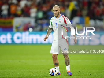 Federico Dimarco left-back of Italy and Inter Milan during the UEFA EURO 2024 group stage match between Spain and Italy at Arena AufSchalke...