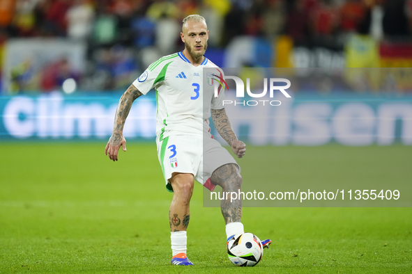 Federico Dimarco left-back of Italy and Inter Milan during the UEFA EURO 2024 group stage match between Spain and Italy at Arena AufSchalke...