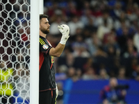 Unai Simon goalkeeper Athletic Club Bilbao gives instructions during the UEFA EURO 2024 group stage match between Spain and Italy at Arena A...