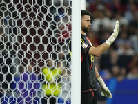 Unai Simon goalkeeper Athletic Club Bilbao gives instructions during the UEFA EURO 2024 group stage match between Spain and Italy at Arena A...