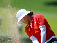 Amy Yang of Republic of Korea hits out of the bunker on the 6th green during Day Four of the KPMG Women's PGA Championship at Sahalee Countr...