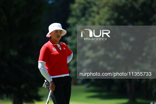 Amy Yang of Republic of Korea waits on the 6th hole during Day Four of the KPMG Women's PGA Championship at Sahalee Country Club in Sammamis...