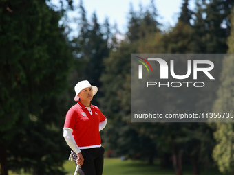 Amy Yang of Republic of Korea waits on the 6th hole during Day Four of the KPMG Women's PGA Championship at Sahalee Country Club in Sammamis...