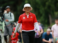 Amy Yang of Republic of Korea celebrates her birdie on the 8th green during Day Four of the KPMG Women's PGA Championship at Sahalee Country...