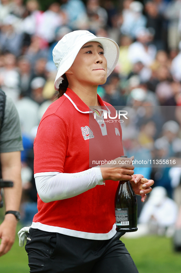 Amy Yang of Republic of Korea celebrates after winning the KPMG Women's PGA Championship at Sahalee Country Club in Sammamish, Washington, U...