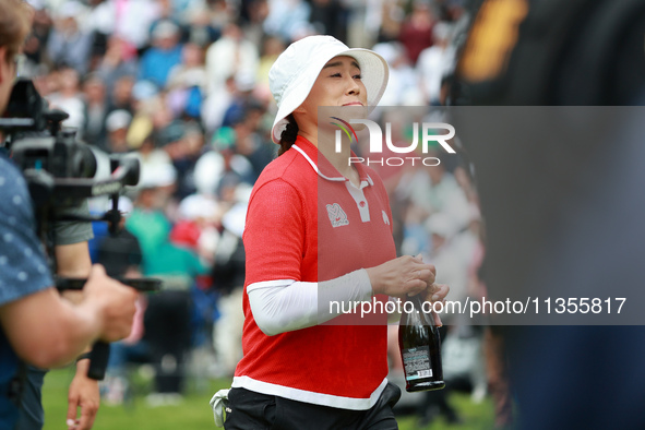 Amy Yang of Republic of Korea celebrates after winning the KPMG Women's PGA Championship at Sahalee Country Club in Sammamish, Washington, U...