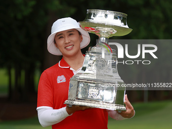 Amy Yang of Republic of Korea holds the winner's trophy during the awards ceremony after winning the KPMG Women's PGA Championship at Sahale...