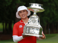 Amy Yang of Republic of Korea holds the winner's trophy during the awards ceremony after winning the KPMG Women's PGA Championship at Sahale...