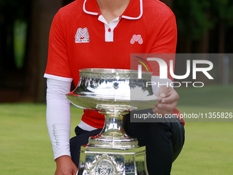 Amy Yang of Republic of Korea holds the winner's trophy during the awards ceremony after winning the KPMG Women's PGA Championship at Sahale...