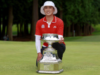 Amy Yang of Republic of Korea holds the winner's trophy during the awards ceremony after winning the KPMG Women's PGA Championship at Sahale...