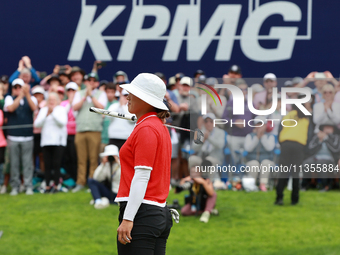 Amy Yang of Republic of Korea reacts after winning the KPMG Women's PGA Championship at Sahalee Country Club in Sammamish, Washington, USA,...