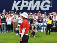 Amy Yang of Republic of Korea reacts after winning the KPMG Women's PGA Championship at Sahalee Country Club in Sammamish, Washington, USA,...