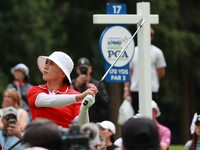 Amy Yang of Republic of Korea tees off on the 17th holed during Day Four of the KPMG Women's PGA Championship at Sahalee Country Club in Sam...