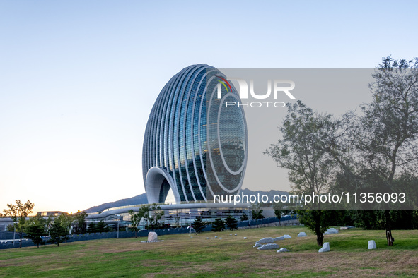 Beijing Sunrise Oriental Kempinski Hotel is standing by Yanqi Lake in Huairou District, Beijing, China, on October 3, 2018. 