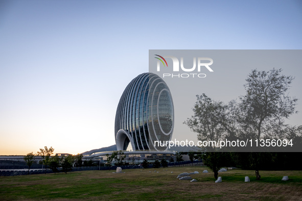 Beijing Sunrise Oriental Kempinski Hotel is standing by Yanqi Lake in Huairou District, Beijing, China, on October 3, 2018. 