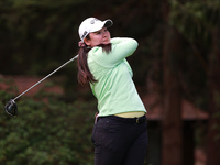 Allisen Corpuz of the United States tees off on the third hole during Day Four of the KPMG Women's PGA Championship at Sahalee Country Club...