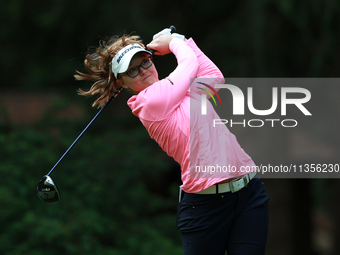 Brooke Henderson of Canada tees off on the third hole during Day Four of the KPMG Women's PGA Championship at Sahalee Country Club in Sammam...