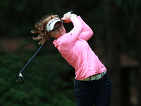 Brooke Henderson of Canada tees off on the third hole during Day Four of the KPMG Women's PGA Championship at Sahalee Country Club in Sammam...