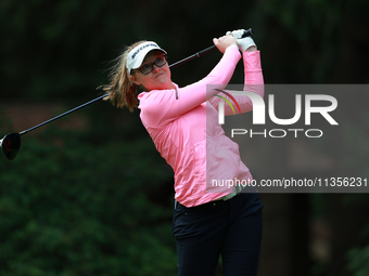 Brooke Henderson of Canada tees off on the third hole during Day Four of the KPMG Women's PGA Championship at Sahalee Country Club in Sammam...