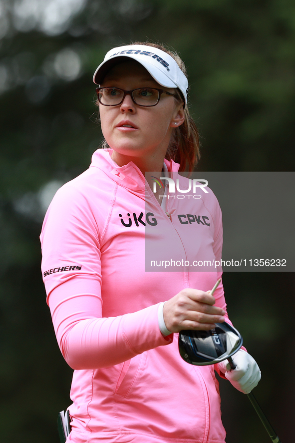 Brooke Henderson of Canada walks on the third hole during Day Four of the KPMG Women's PGA Championship at Sahalee Country Club in Sammamish...