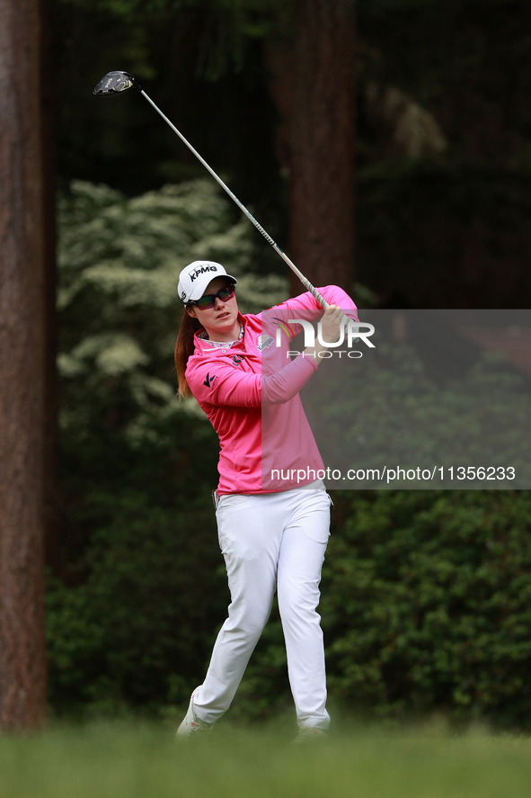 Leone Maguire of Ireland tees off on the third hole during Day Four of the KPMG Women's PGA Championship at Sahalee Country Club in Sammamis...