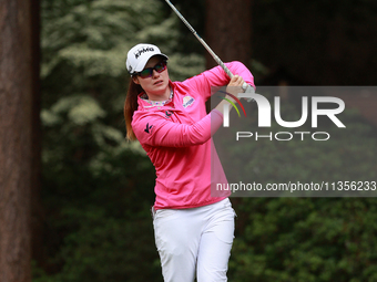 Leone Maguire of Ireland tees off on the third hole during Day Four of the KPMG Women's PGA Championship at Sahalee Country Club in Sammamis...