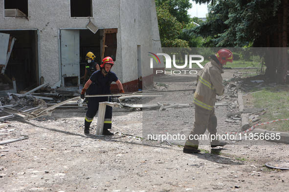 Rescuers are removing the rubble at the Ivano-Frankivsk National Technical University of Oil and Gas damaged by a Russian missile attack in...