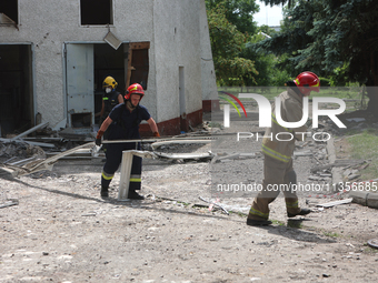 Rescuers are removing the rubble at the Ivano-Frankivsk National Technical University of Oil and Gas damaged by a Russian missile attack in...