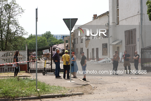 People are staying at the Ivano-Frankivsk National Technical University of Oil and Gas, damaged by a Russian missile attack, in Ivano-Franki...