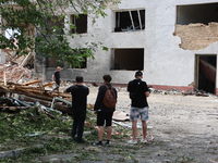 People are staying at the Ivano-Frankivsk National Technical University of Oil and Gas, damaged by a Russian missile attack, in Ivano-Franki...