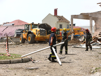 Rescuers are removing the rubble at the Ivano-Frankivsk National Technical University of Oil and Gas damaged by a Russian missile attack in...