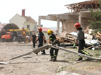 Rescuers are removing the rubble at the Ivano-Frankivsk National Technical University of Oil and Gas damaged by a Russian missile attack in...