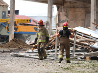 Rescuers are removing the rubble at the Ivano-Frankivsk National Technical University of Oil and Gas damaged by a Russian missile attack in...