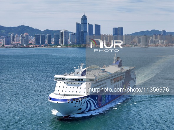 A cruise-type luxury passenger roller ship is leaving Yantai, China, on June 19, 2024. According to the data of the Ministry of Transport, i...