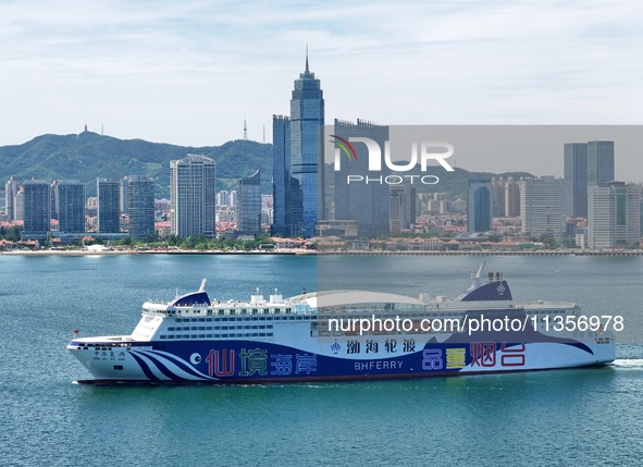 A cruise-type luxury passenger roller ship is leaving Yantai, China, on June 19, 2024. According to the data of the Ministry of Transport, i...