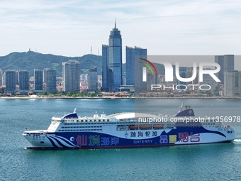 A cruise-type luxury passenger roller ship is leaving Yantai, China, on June 19, 2024. According to the data of the Ministry of Transport, i...