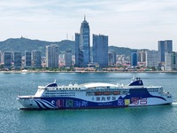 A cruise-type luxury passenger roller ship is leaving Yantai, China, on June 19, 2024. According to the data of the Ministry of Transport, i...