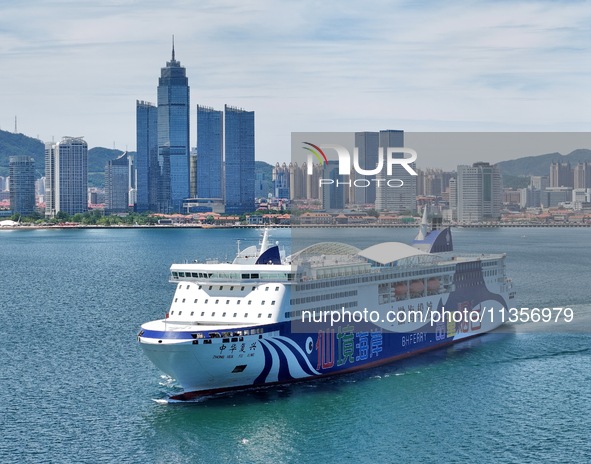 A cruise-type luxury passenger roller ship is leaving Yantai, China, on June 19, 2024. According to the data of the Ministry of Transport, i...