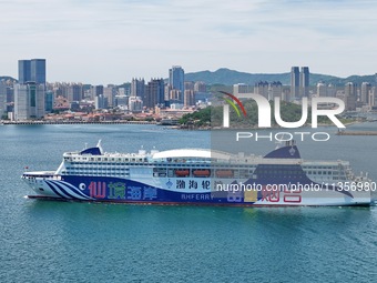 A cruise-type luxury passenger roller ship is leaving Yantai, China, on June 19, 2024. According to the data of the Ministry of Transport, i...