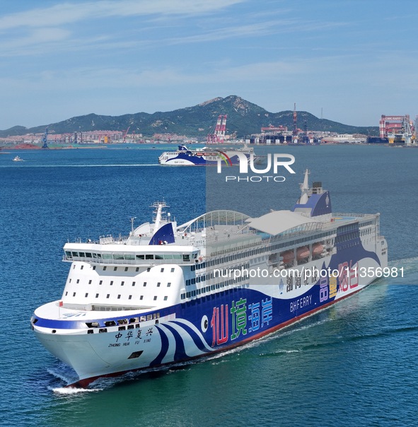 A cruise-type luxury passenger roller ship is leaving Yantai, China, on June 19, 2024. According to the data of the Ministry of Transport, i...