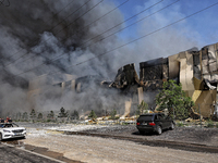 Smoke is rising from a warehouse destroyed as a result of a Russian missile strike in Odesa, Ukraine, on June 24, 2024. NO USE RUSSIA. NO US...