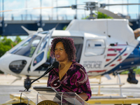 Mayor Muriel Bowser Was Joined By DC Metropolitan Police Chief Pamela Smith To Unveil A New ''FALCON ONE'' Helicopter, An Airbus H-125, That...