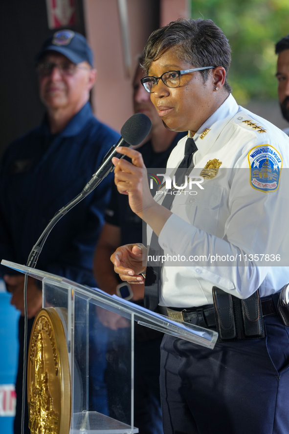 Mayor Muriel Bowser Was Joined By DC Metropolitan Police Chief Pamela Smith To Unveil A New ''FALCON ONE'' Helicopter, An Airbus H-125, That...