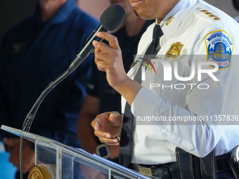 Mayor Muriel Bowser Was Joined By DC Metropolitan Police Chief Pamela Smith To Unveil A New ''FALCON ONE'' Helicopter, An Airbus H-125, That...