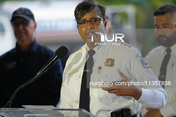 Mayor Muriel Bowser Was Joined By DC Metropolitan Police Chief Pamela Smith To Unveil A New ''FALCON ONE'' Helicopter, An Airbus H-125, That...