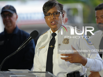 Mayor Muriel Bowser Was Joined By DC Metropolitan Police Chief Pamela Smith To Unveil A New ''FALCON ONE'' Helicopter, An Airbus H-125, That...