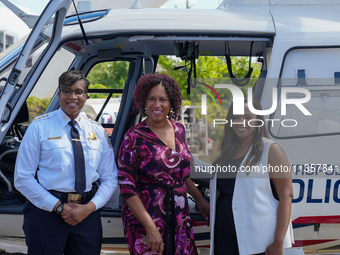 Mayor Muriel Bowser Was Joined By DC Metropolitan Police Chief Pamela Smith To Unveil A New ''FALCON ONE'' Helicopter, An Airbus H-125, That...