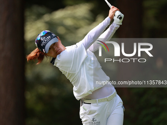 Jin Young Ko of Republic of Korea tees off on the thiurd hole during Day Four of the KPMG Women's PGA Championship at Sahalee Country Club i...